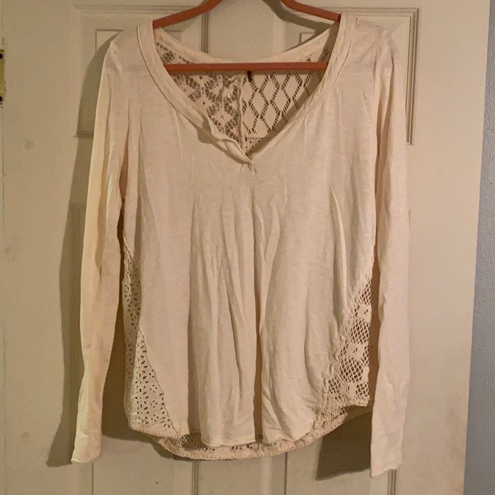 Free People crochet long sleeve top